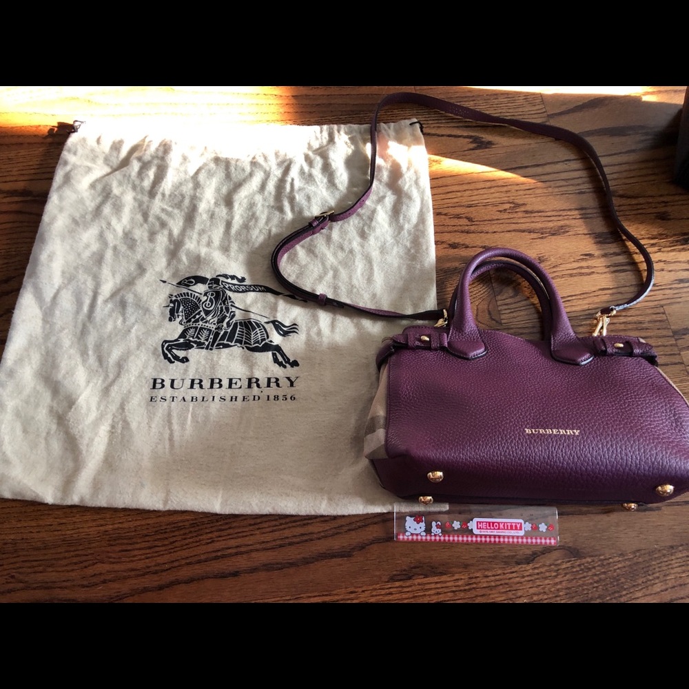 Authentic Burberry Medium Tote Elderberry View 3